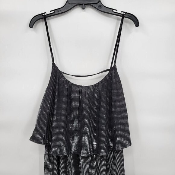 H&M Women Black Metallic Stripe Scoopneck Sleeveless Cocktail Mini Dress Small - Picture 2 of 12